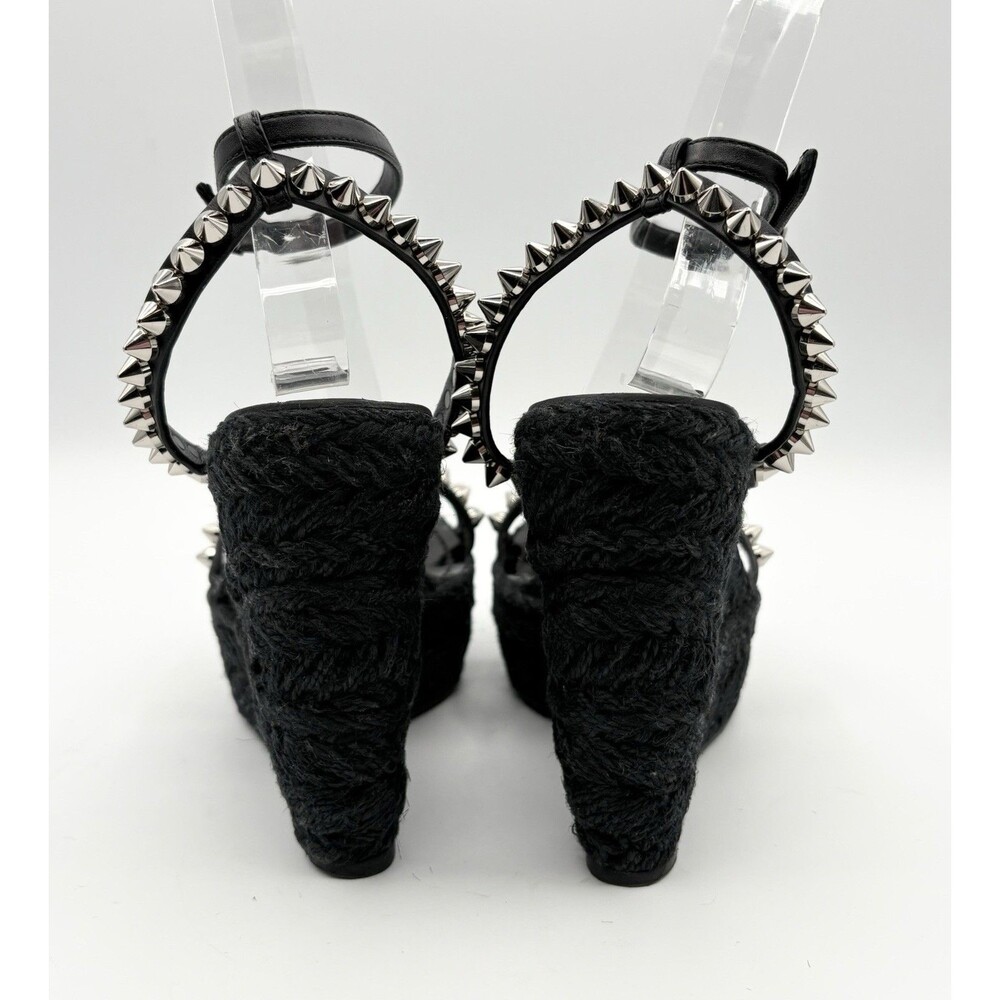 Christian Louboutin Mafaldina 120 Black Patent Wedge Sandals Spikes Size EU 35 - Picture 8 of 10